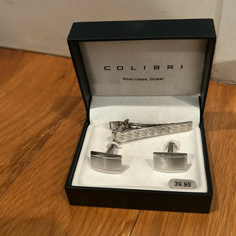 Colibri Shirt Cufflink / Cuff Link and Tie Holder with Box